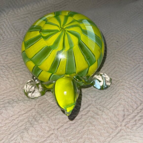 Heavy Blown Glass Turtle Green Hollow Decorative Collectible - Picture 2 of 6